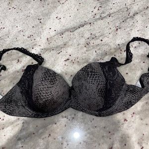 Black and gray snake skin bra